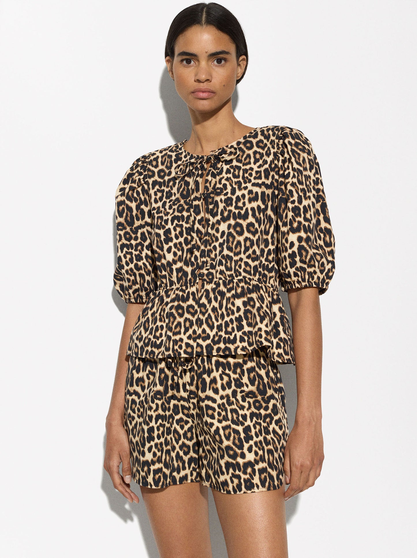 Leopard Print Peplum Blouse
