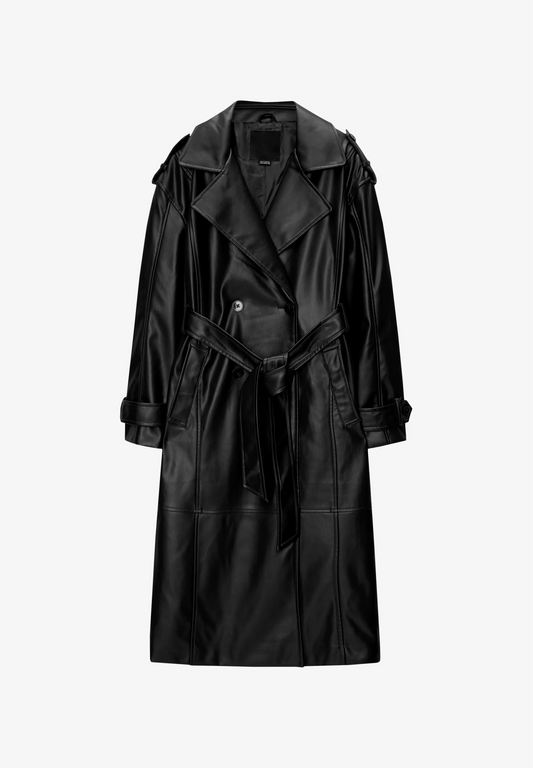 Black Faux Leather Oversized Jacket