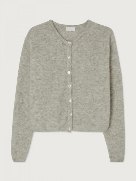 Soft Grey Button-Up Cardigan