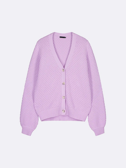 Lilac Textured Knit Cardigan