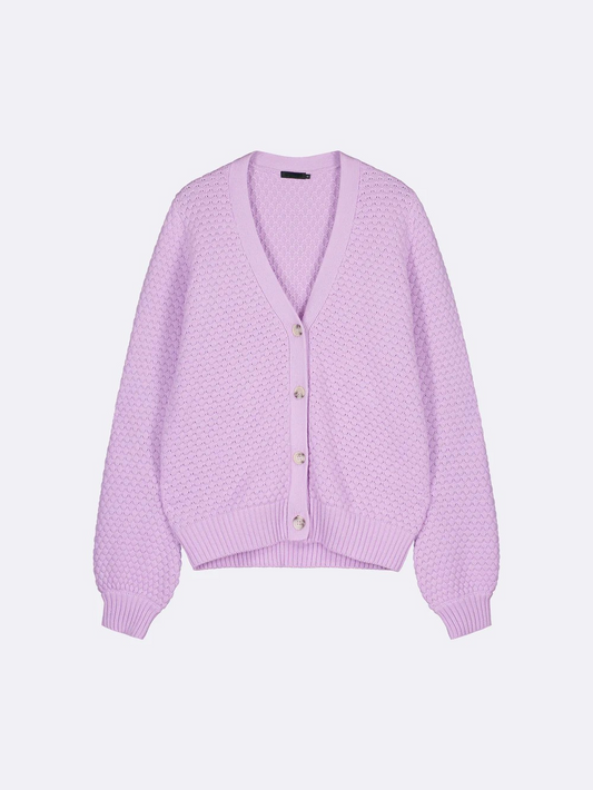 Lilac Textured Knit Cardigan
