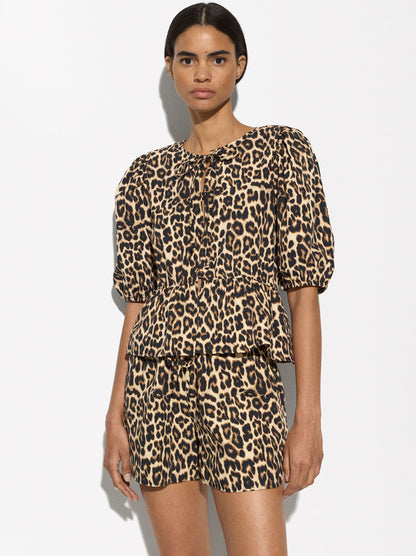 Leopard Print Peplum Blouse