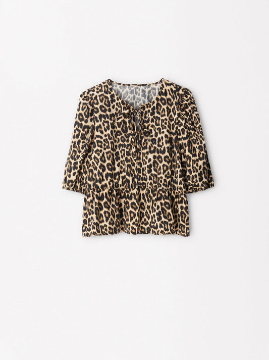 Leopard Print Peplum Blouse