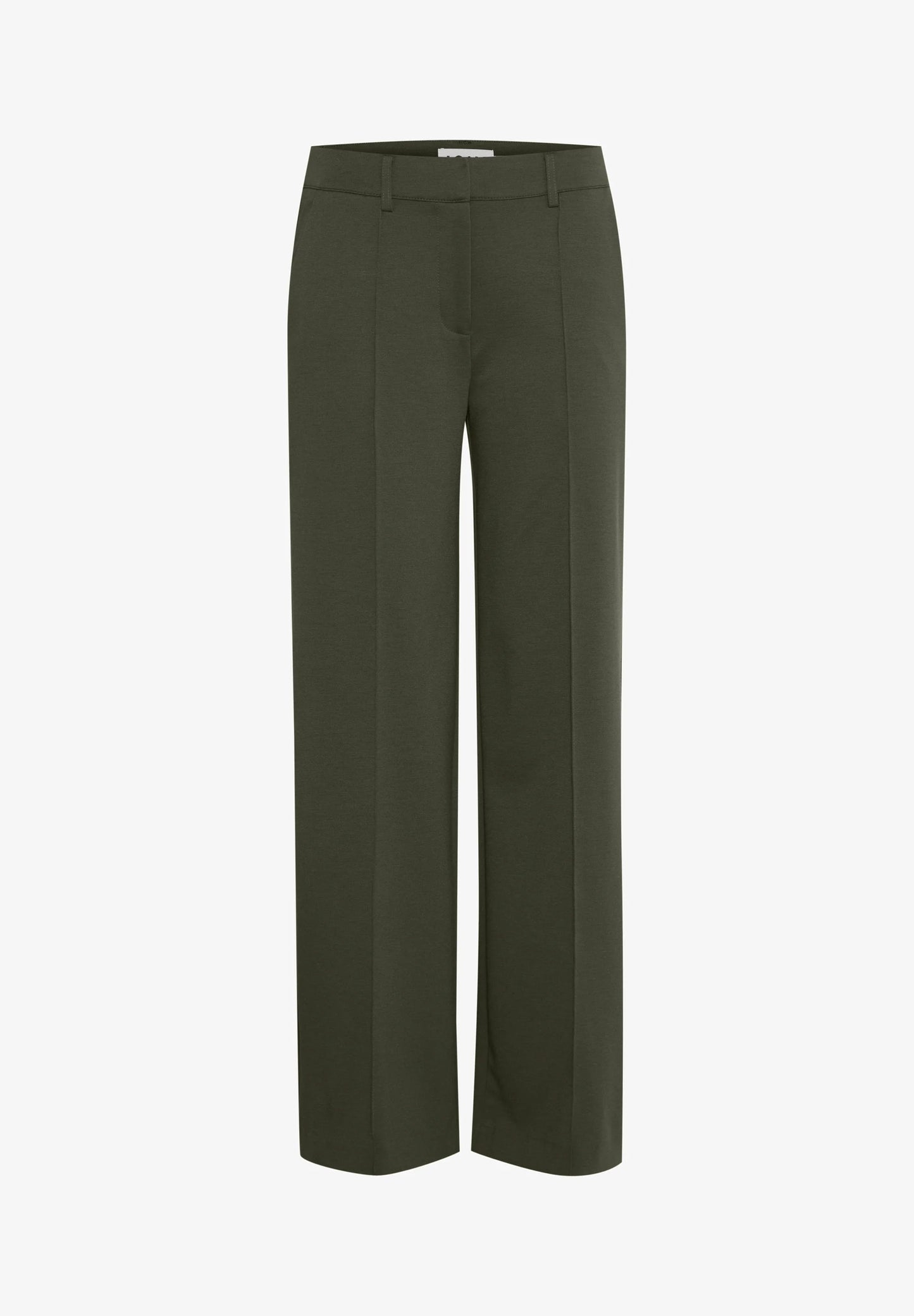 Olive Wide-Leg Tailored Trousers