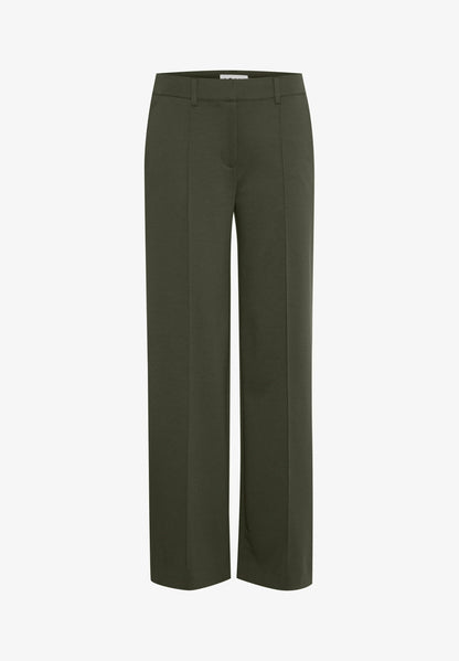 Olive Wide-Leg Tailored Trousers