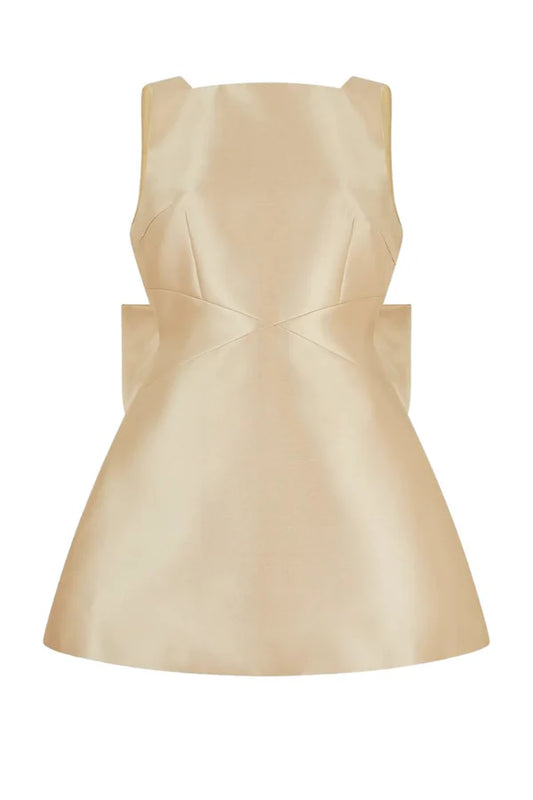 Gold Satin Bow Dress