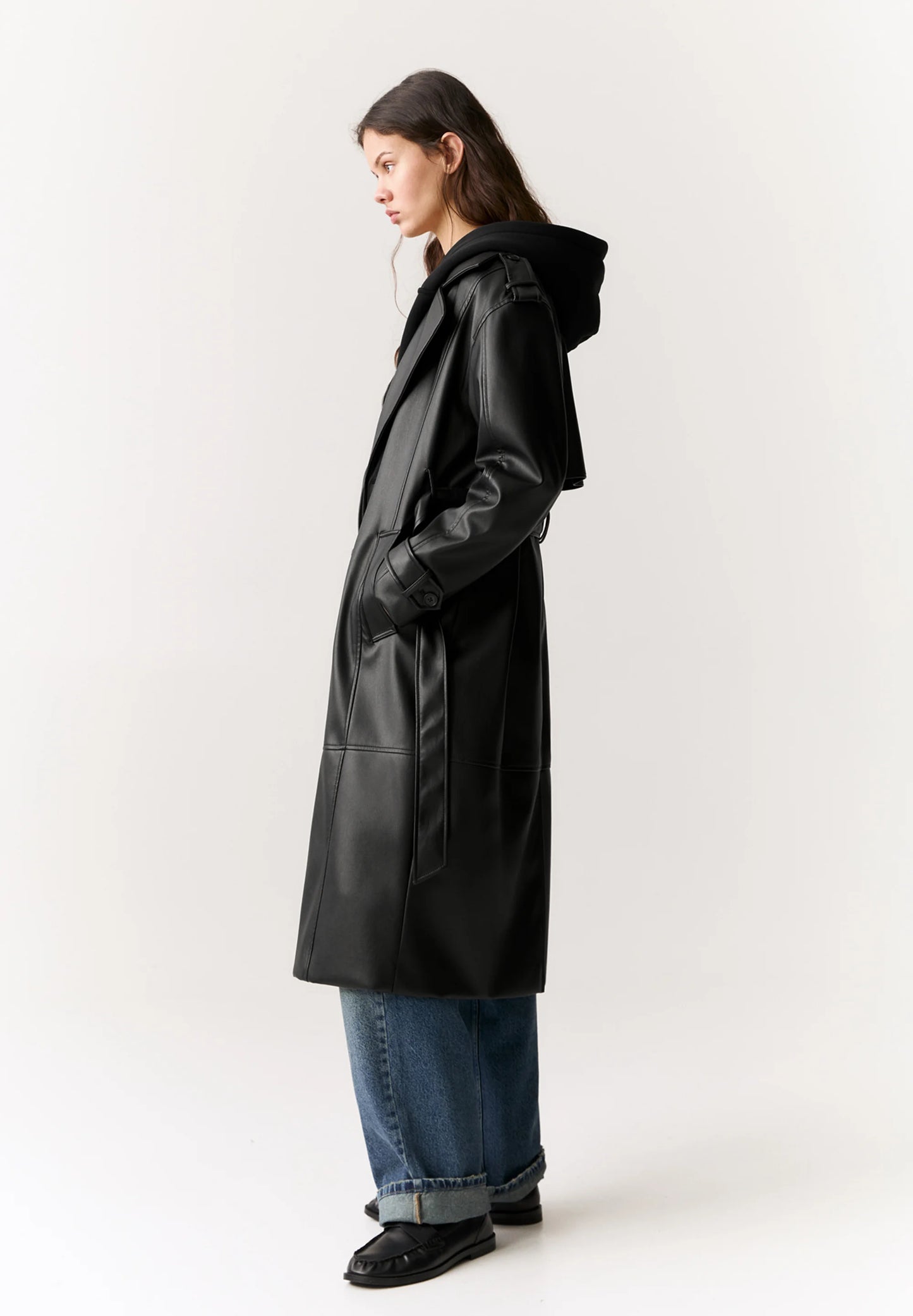 Black Faux Leather Oversized Jacket