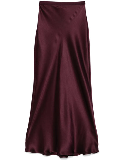 Red Satin Midi Skirt
