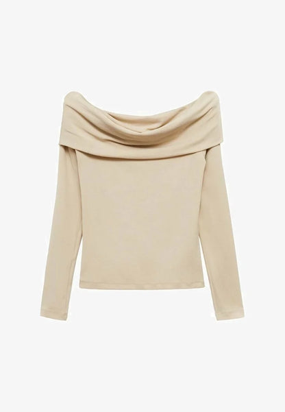 Champagne Off-Shoulder Ruched Top