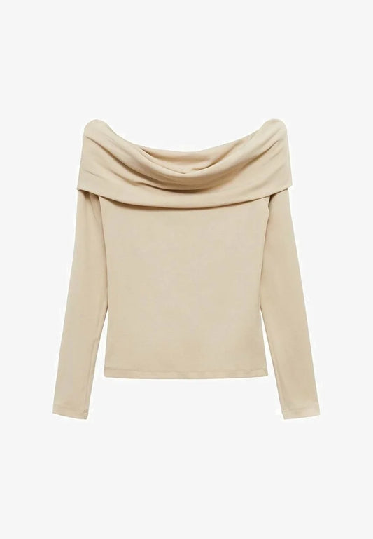 Champagne Off-Shoulder Ruched Top